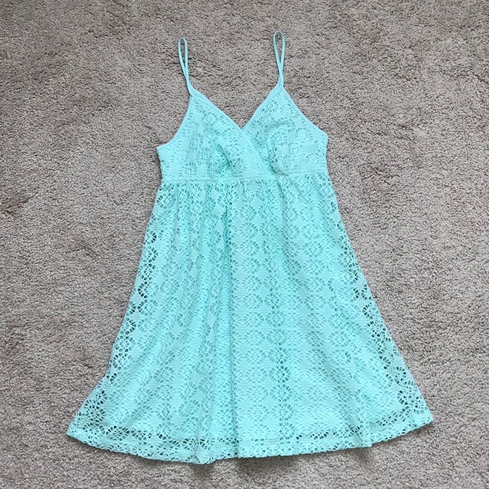 Express Babydoll Eyelet Mint Dress